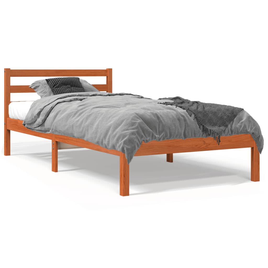 Letto senza Materasso Marrone Cera 90x190 cm in Legno di Pino - homemem39