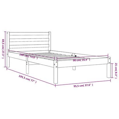 Letto senza Materasso Marrone Cera 90x190 cm in Legno di Pino | homemem39