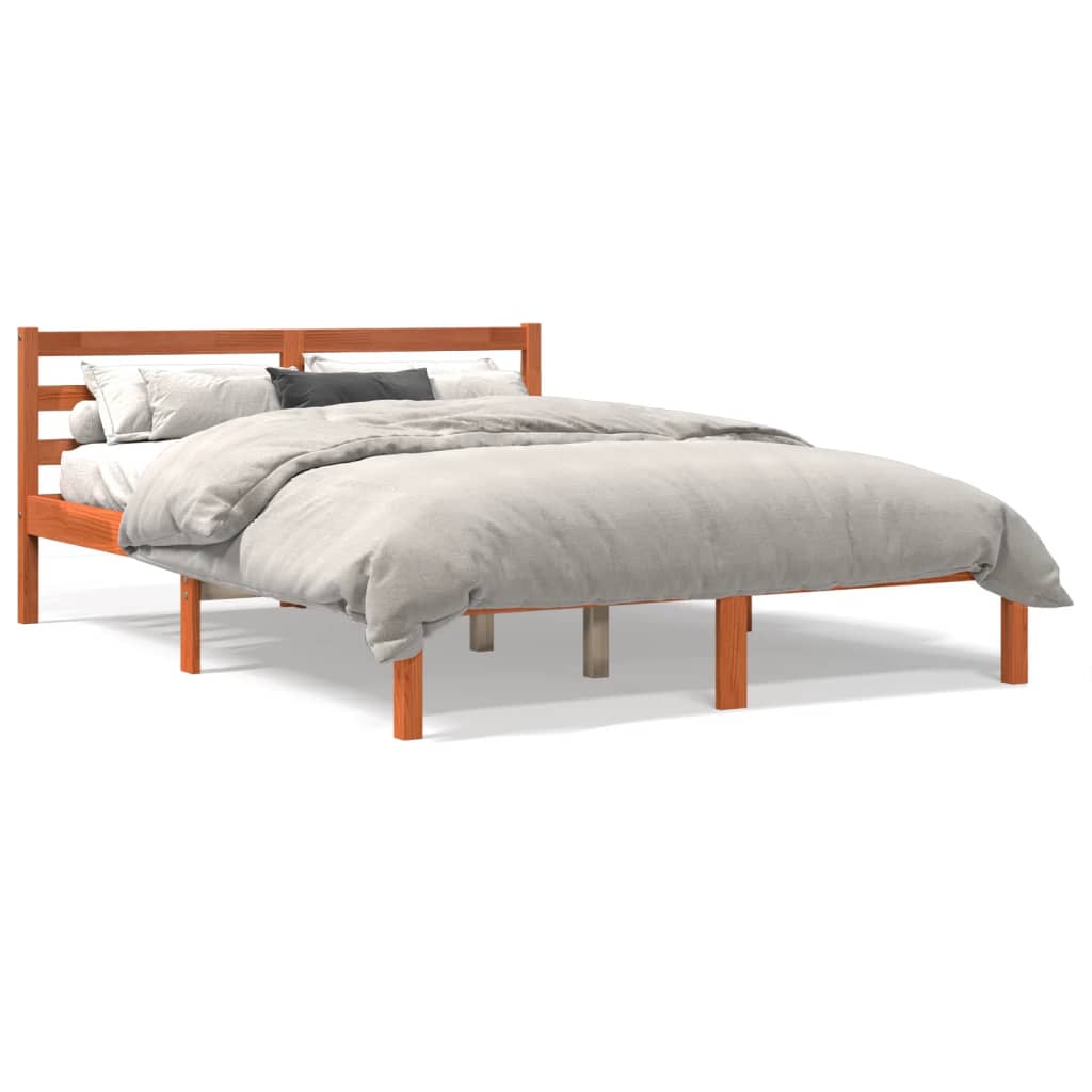 Letto senza Materasso Marrone Cera 135x190 cm in Legno di Pino - homemem39