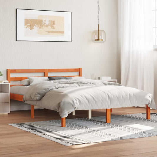 Letto senza Materasso Marrone Cera 135x190 cm in Legno di Pino - homemem39