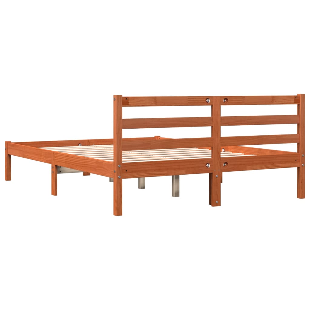 Letto senza Materasso Marrone Cera 140x190 cm in Legno di Pino - homemem39