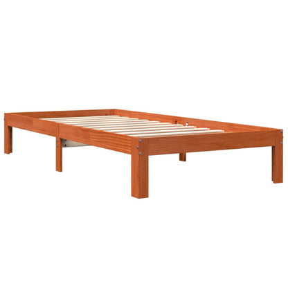 Letto senza Materasso Marrone Cera 75x190 cm in Legno di Pino | homemem39