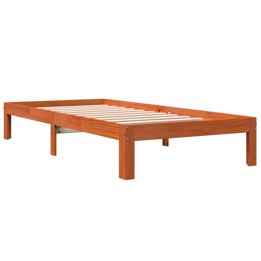 Letto senza Materasso Marrone Cera 90x190 cm in Legno di Pino | homemem39