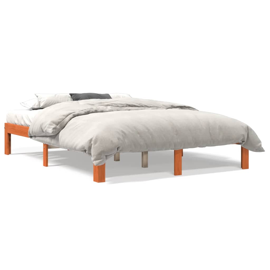 Letto senza Materasso Marrone Cera 135x190 cm in Legno di Pino - homemem39