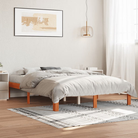 Letto senza Materasso Marrone Cera 135x190 cm in Legno di Pino | homemem39