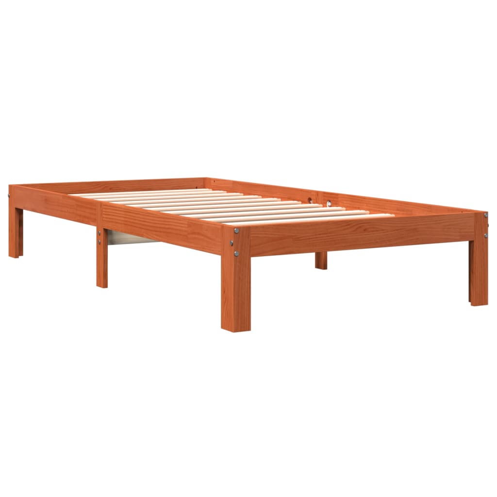 Letto senza Materasso Marrone Cera 100x200 cm in Legno di Pino | homemem39