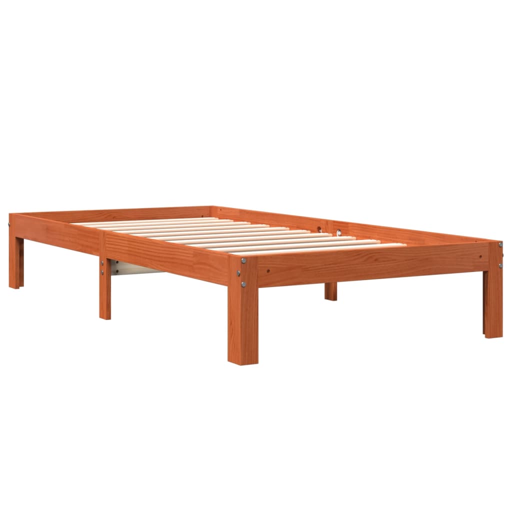 Letto senza Materasso Marrone Cera 100x200 cm in Legno di Pino | homemem39