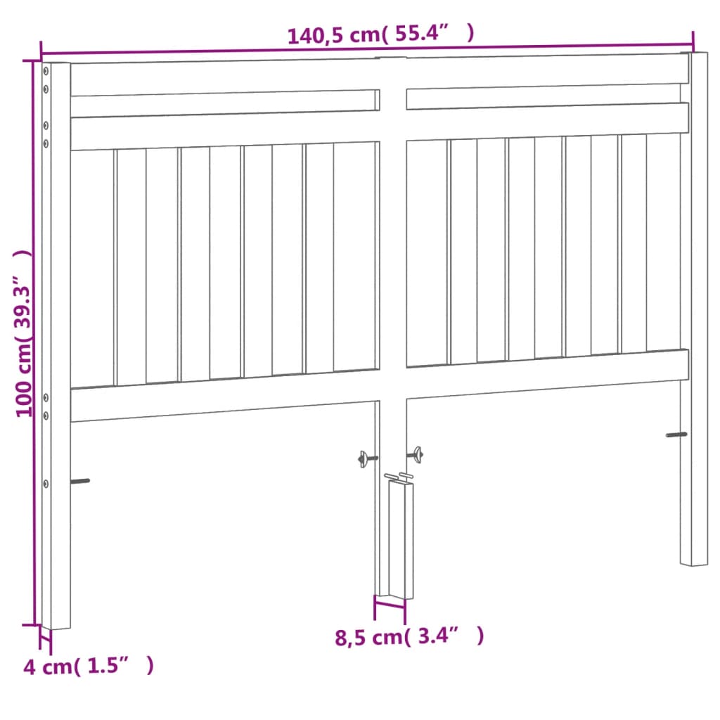 Testiera Marrone Cera 135 cm in Legno Massello di Pino