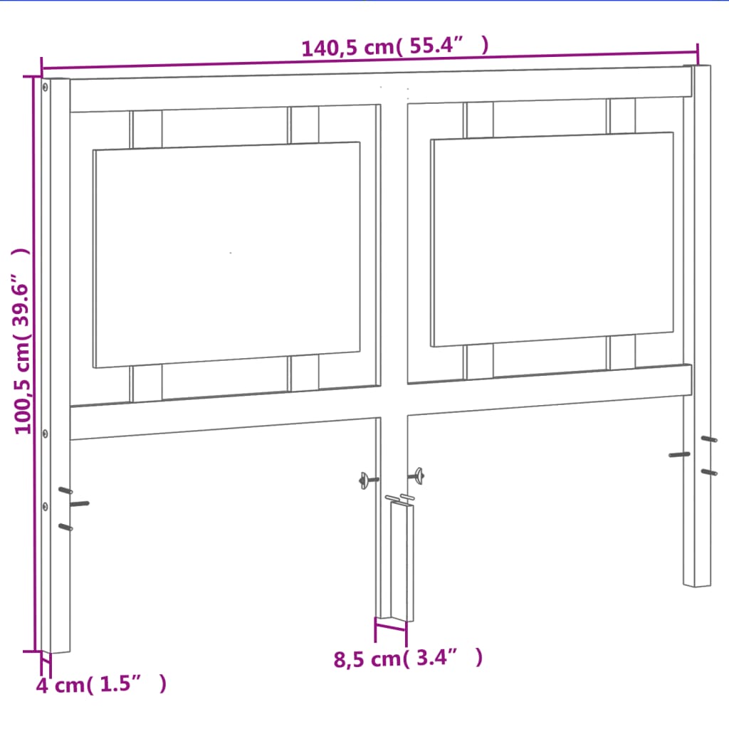 Testiera Marrone Cera 135 cm in Legno Massello di Pino