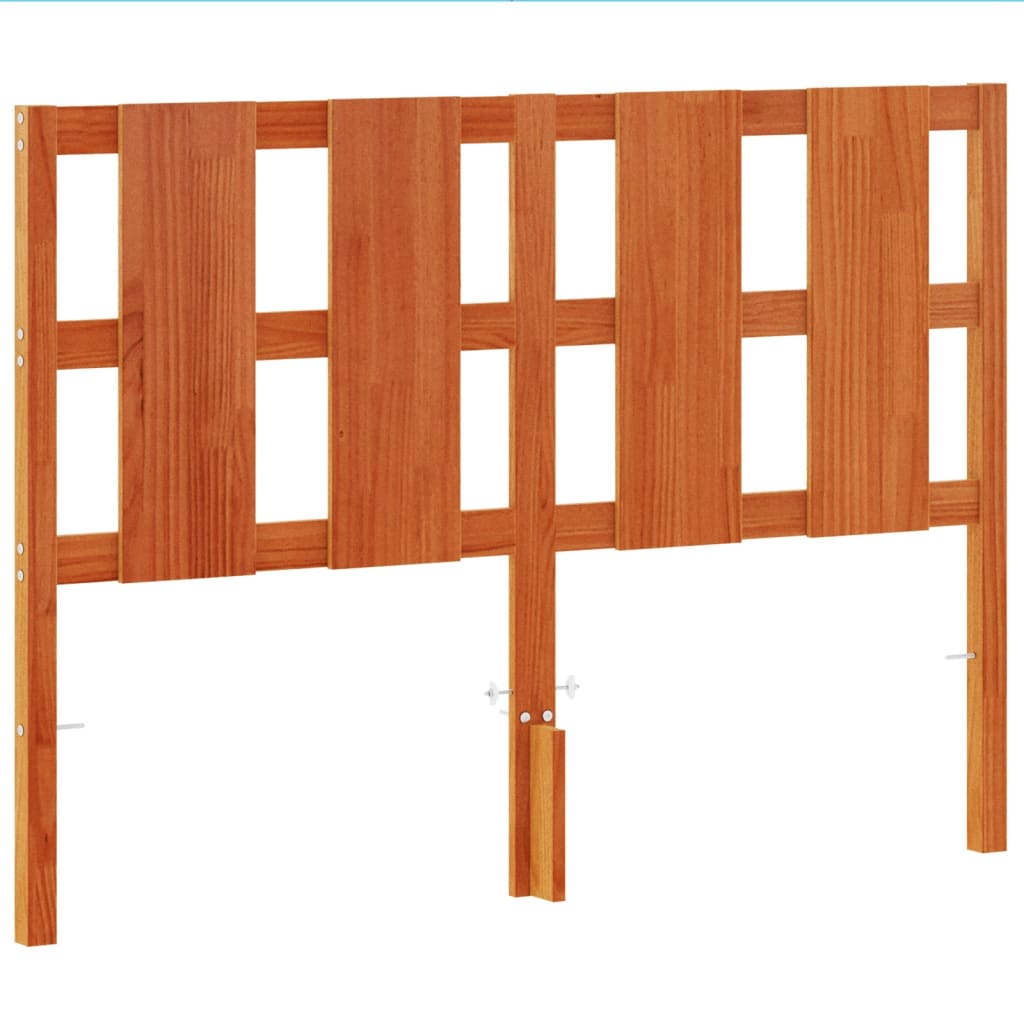 Testiera Marrone Cera 135 cm in Legno Massello di Pino - homemem39