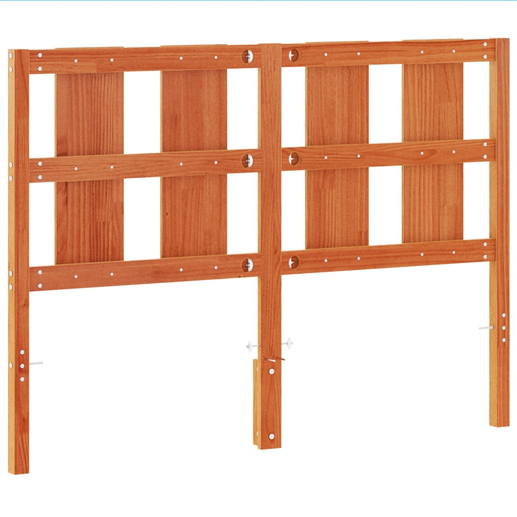 Testiera Marrone Cera 135 cm in Legno Massello di Pino - homemem39