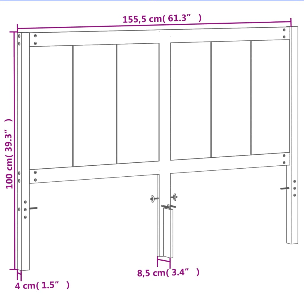 Testiera Marrone Cera 150 cm in Legno Massello di Pino