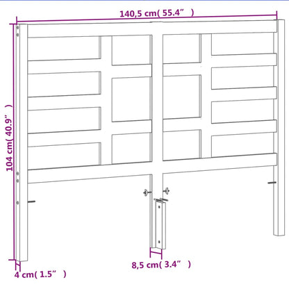 Testiera Marrone Cera 135 cm in Legno Massello di Pino