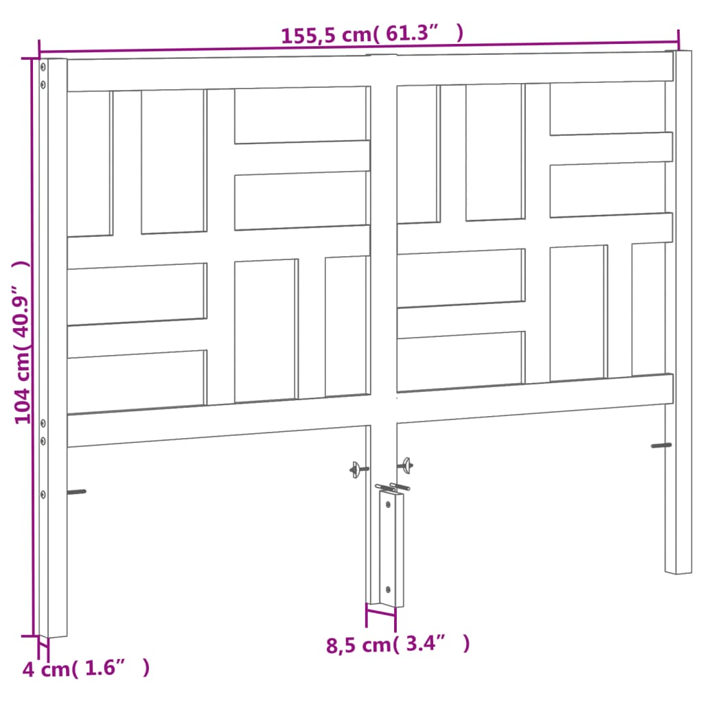 Testiera Marrone Cera 150 cm in Legno Massello di Pino