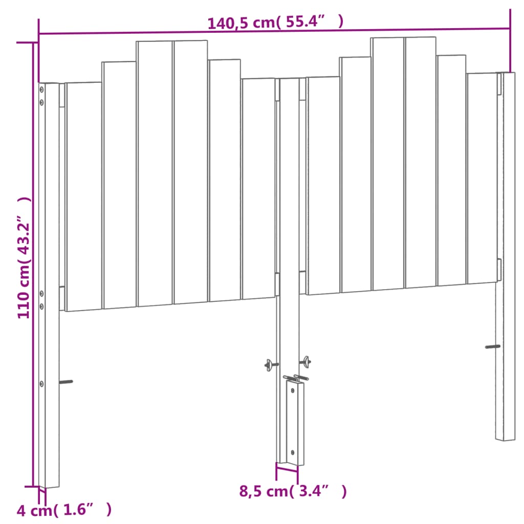 Testiera Marrone Cera 135 cm in Legno Massello di Pino