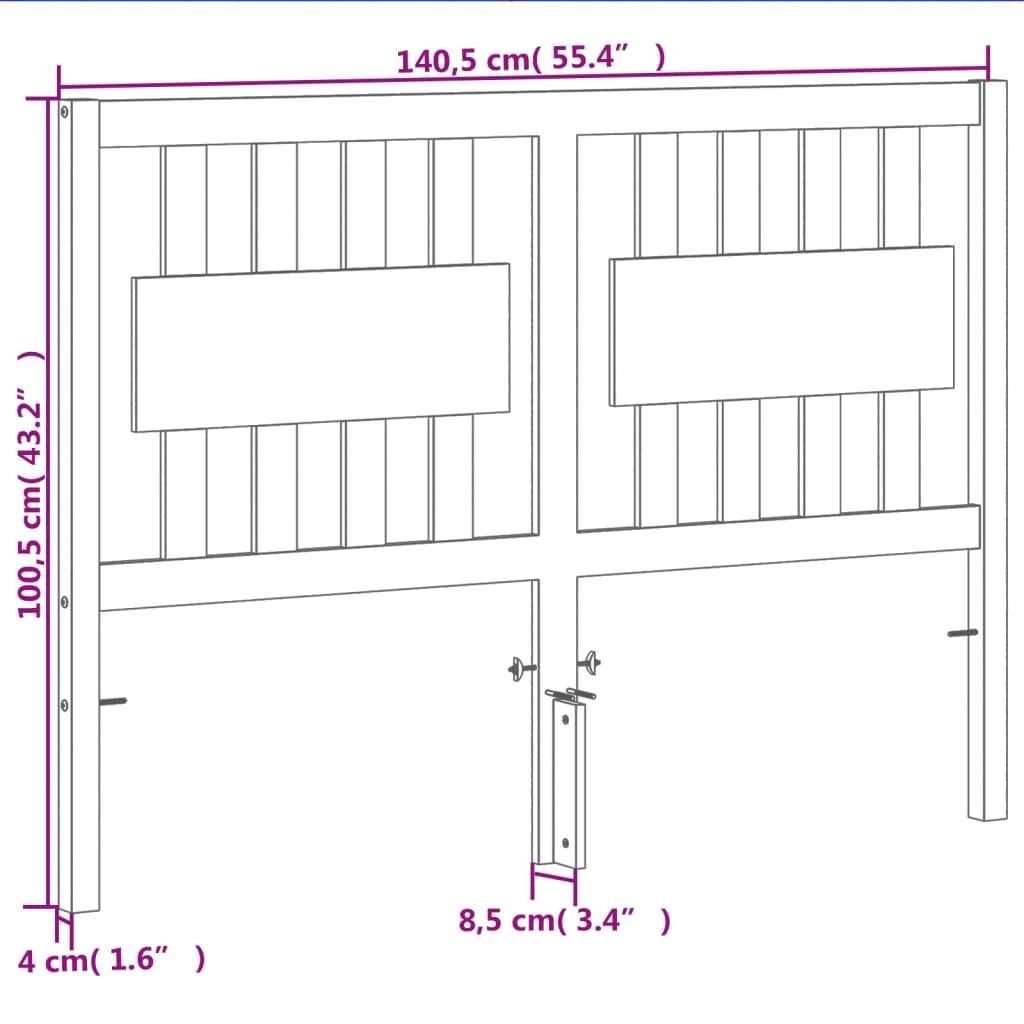 Testiera Marrone Cera 135 cm in Legno Massello di Pino