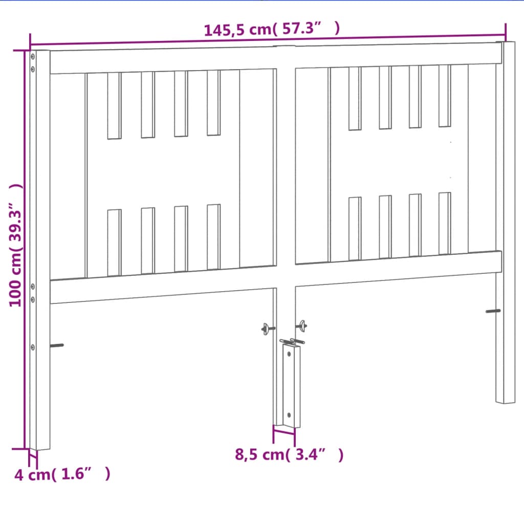 Testiera Marrone Cera 140 cm in Legno Massello di Pino