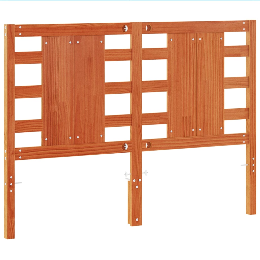 Testiera Marrone Cera 135 cm in Legno Massello di Pino - homemem39