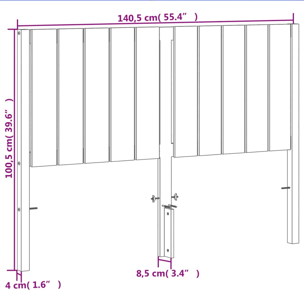 Testiera Marrone Cera 135 cm in Legno Massello di Pino