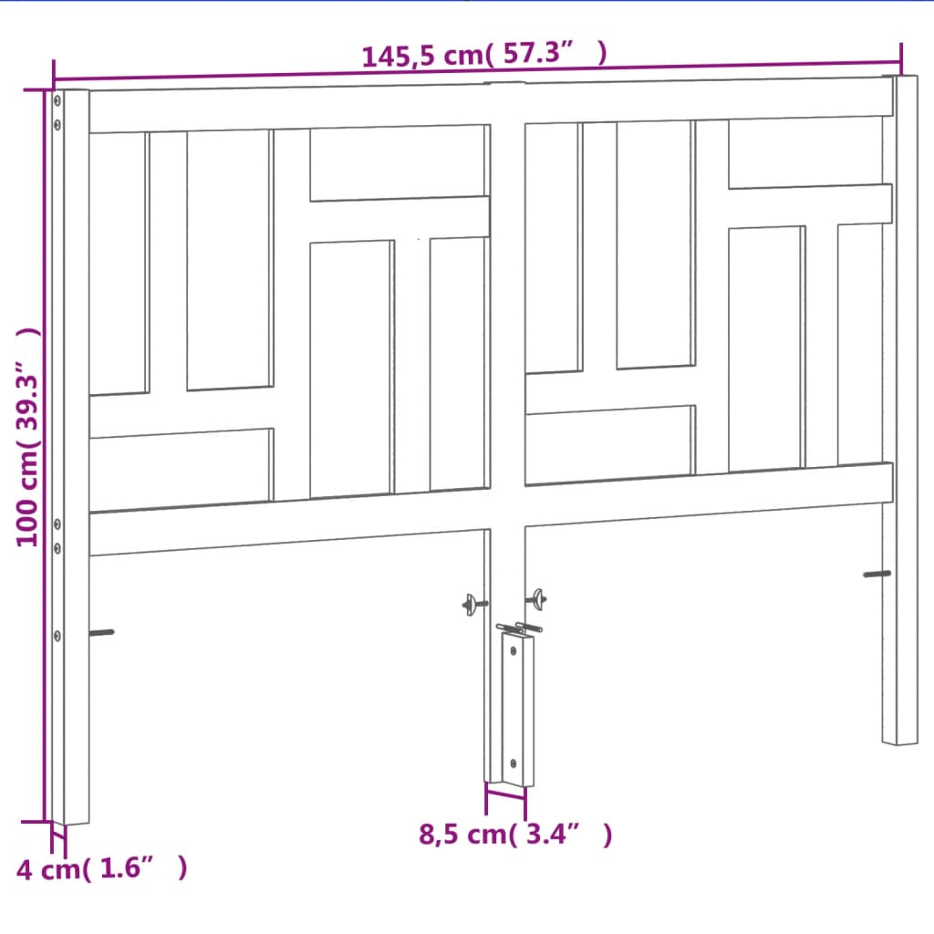 Testiera Marrone Cera 140 cm in Legno Massello di Pino