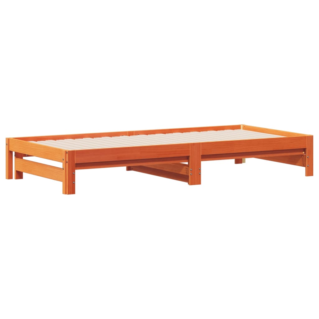 Divano con Letto Estraibile Marrone Cera 90x200cm Massello Pino | homemem39