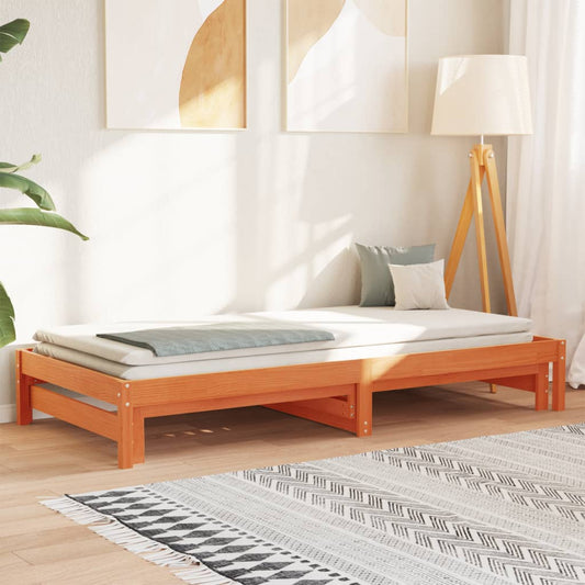Divano con Letto Estraibile Marrone Cera 90x200cm Massello Pino | homemem39