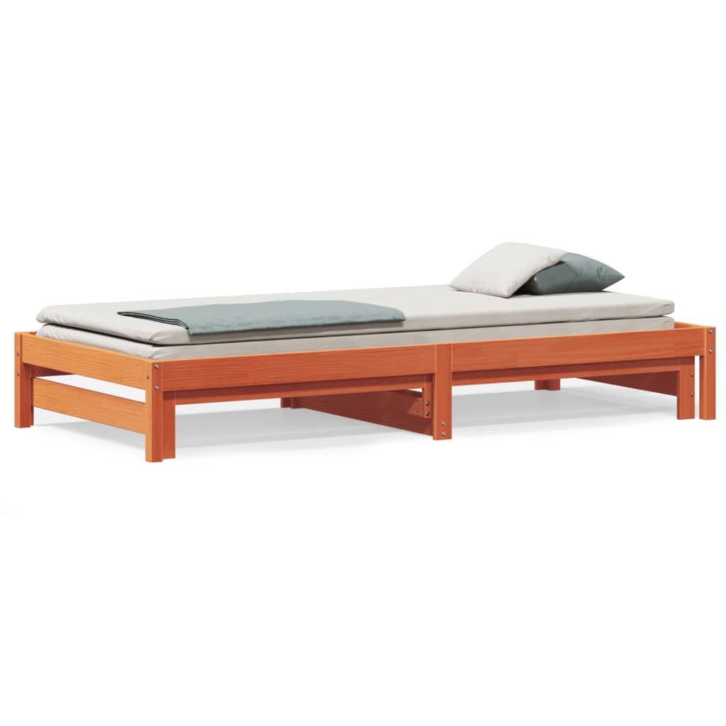 Divano con Letto Estraibile Marrone Cera 80x200cm Massello Pino | homemem39