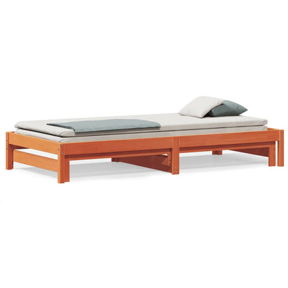 Divano con Letto Estraibile Marrone Cera 80x200cm Massello Pino | homemem39