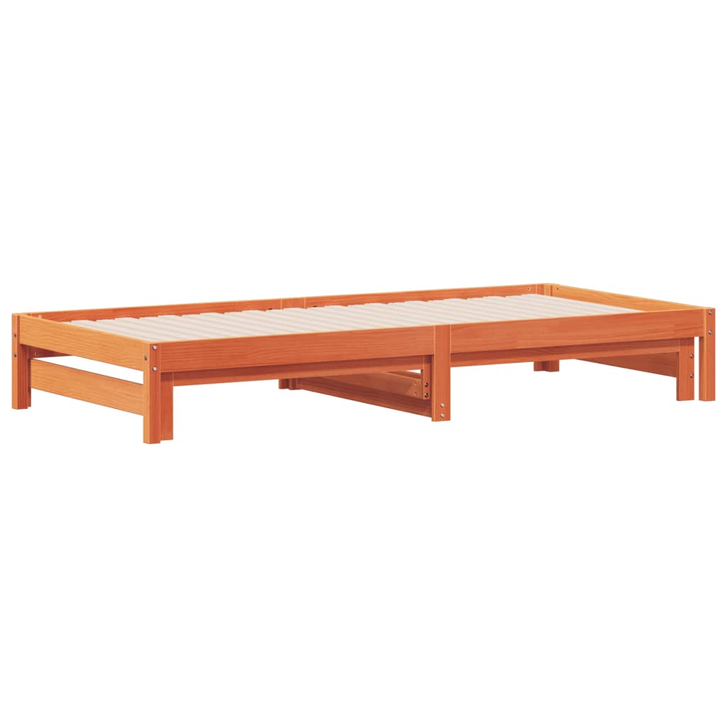 Divano con Letto Estraibile Marrone Cera 80x200cm Massello Pino | homemem39