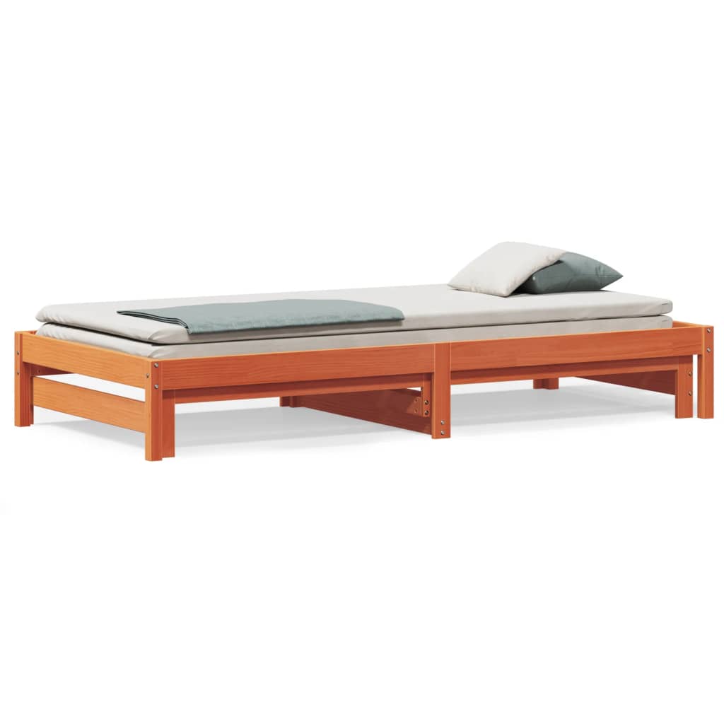 Divano con Letto Estraibile Marrone Cera 90x190cm Massello Pino | homemem39