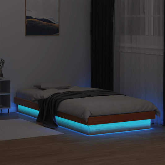 Giroletto LED Marrone Cera 90x200 cm in Legno Massello di Pino | homemem39