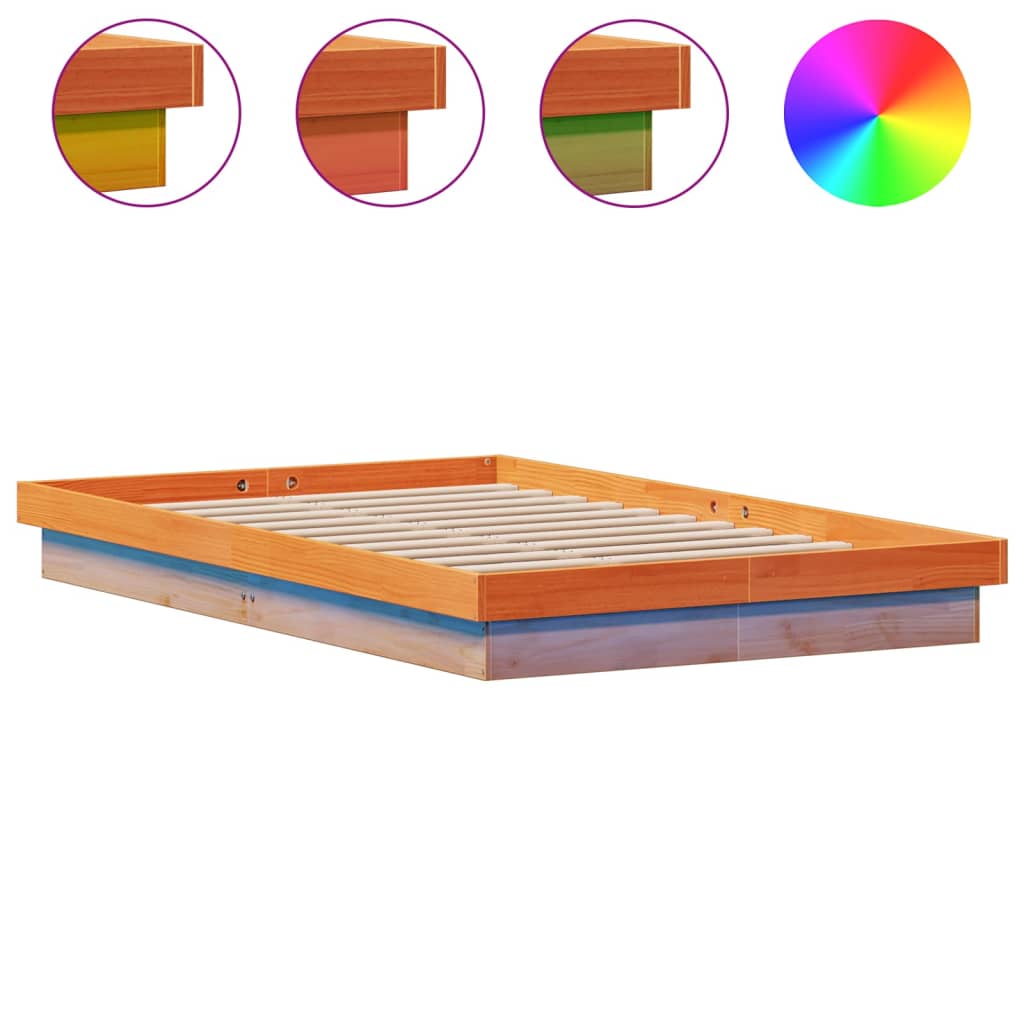 Giroletto LED Marrone Cera 120x200 cm in Legno Massello di Pino | homemem39