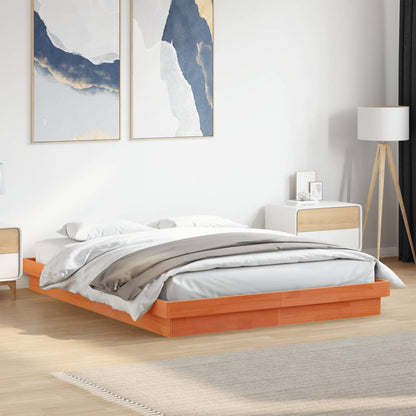 Giroletto Marrone Cera con LED 160x200 cm Legno Massello Pino | homemem39