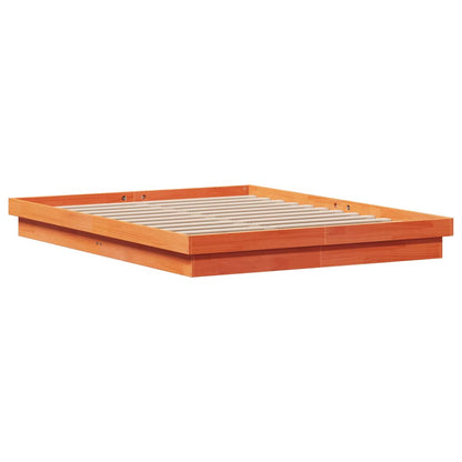Giroletto Marrone Cera con LED 160x200 cm Legno Massello Pino | homemem39
