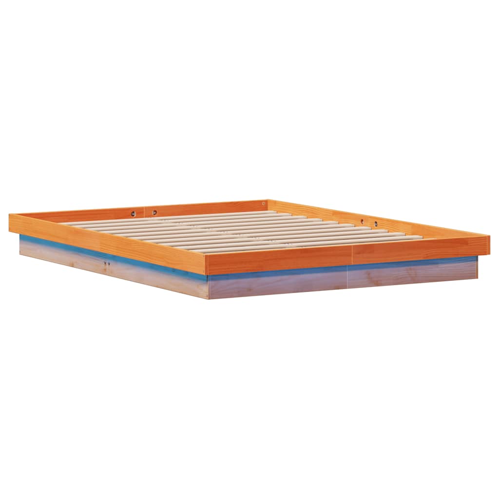 Giroletto Marrone Cera con LED 160x200 cm Legno Massello Pino | homemem39