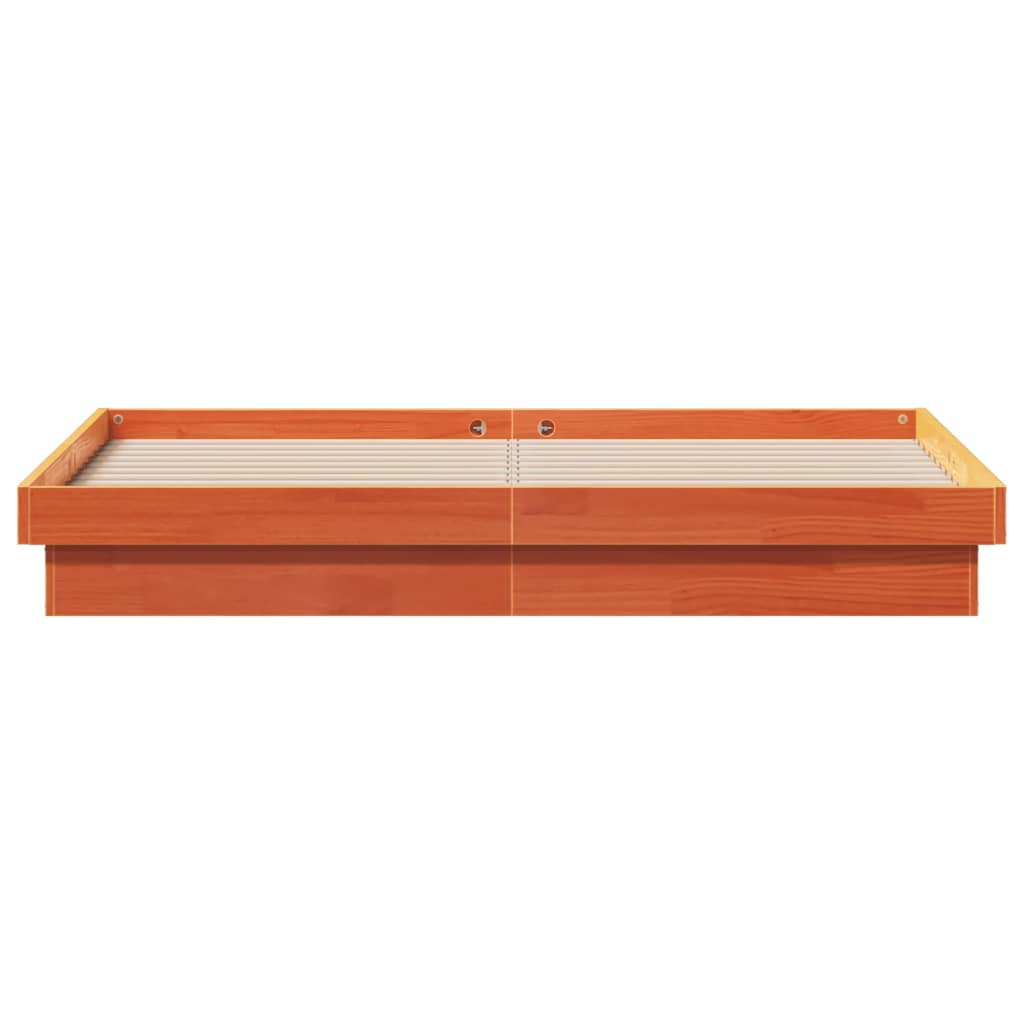 Giroletto Marrone Cera con LED 160x200 cm Legno Massello Pino | homemem39