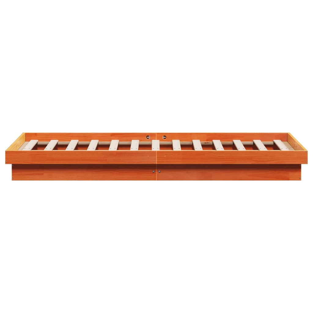 Giroletto Marrone Cera con LED 160x200 cm Legno Massello Pino | homemem39