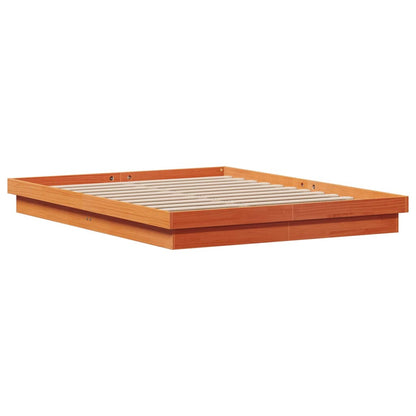 Giroletto Marrone Cera con LED 160x200 cm Legno Massello Pino | homemem39