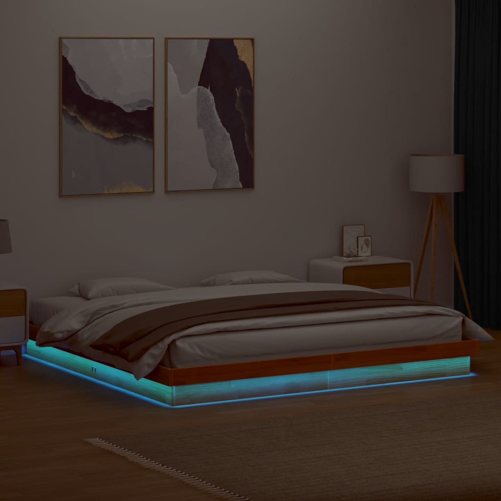 Giroletto LED Marrone Cera 200x200 cm in Legno Massello di Pino | homemem39