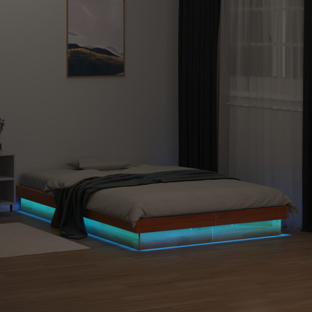 Giroletto LED Marrone Cera 135x190 cm in Legno Massello di Pino | homemem39