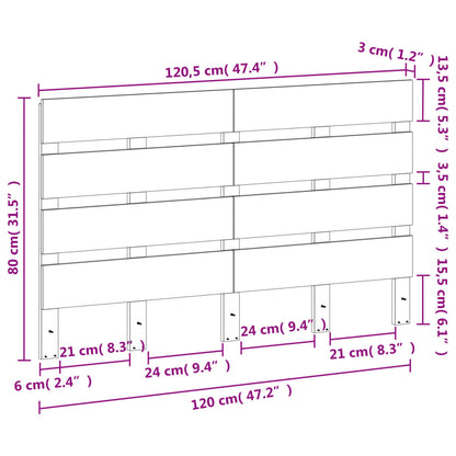 Testiera Marrone Cera 120 cm in Legno Massello di Pino