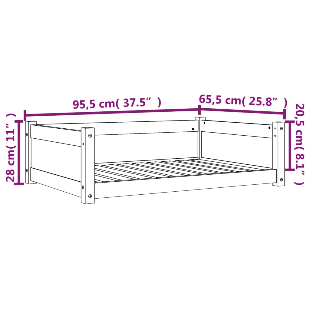 Cuccia per Cani Marrone Cera 95,5x65,5x28cm Legno Massello Pino - homemem39