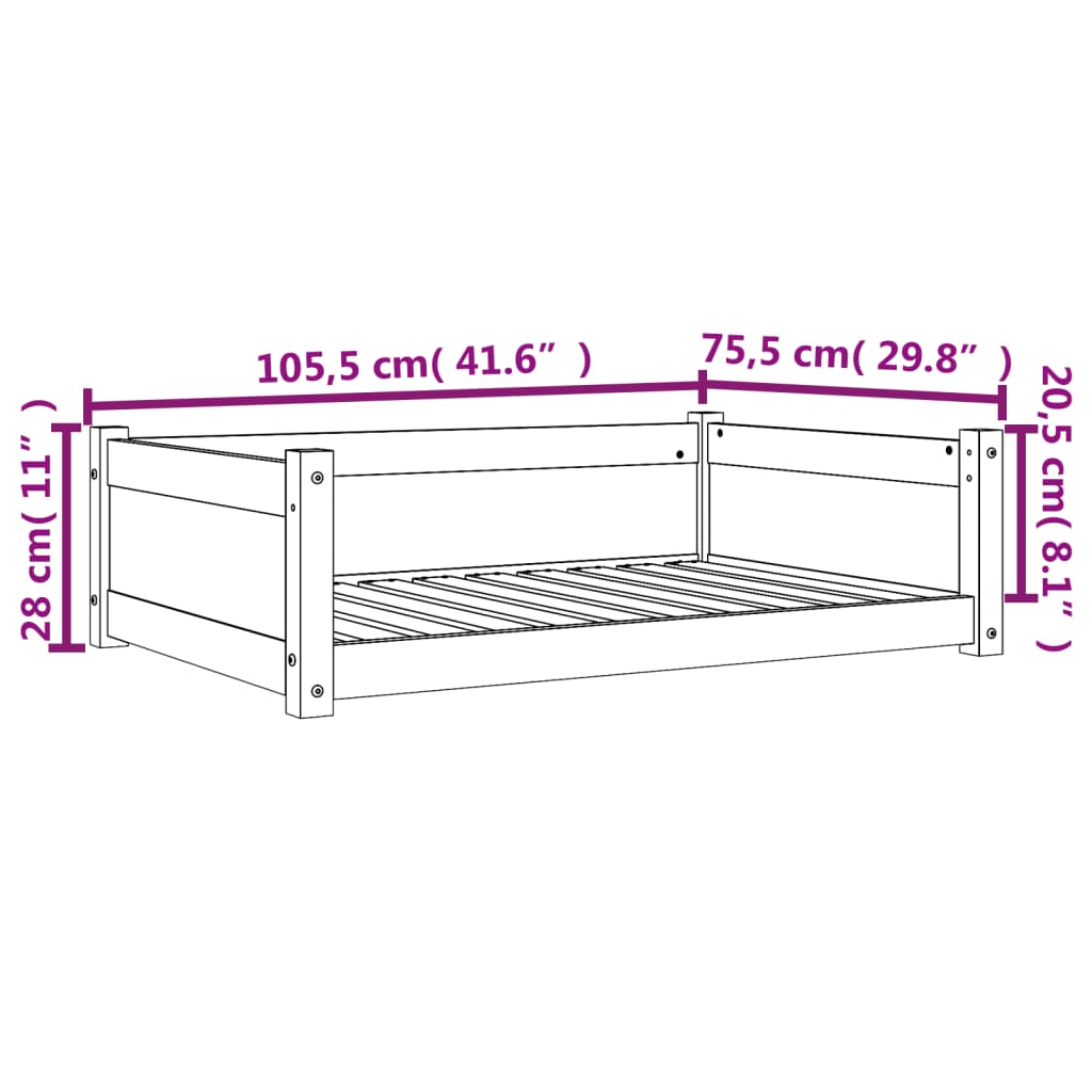 Cuccia Cani Marrone Cera 105,5x75,5x28 cm Legno Massello Pino - homemem39