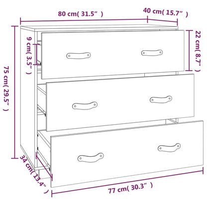 Credenza Marrone Cera 80x40x75 cm in Legno Massello di Pino - homemem39