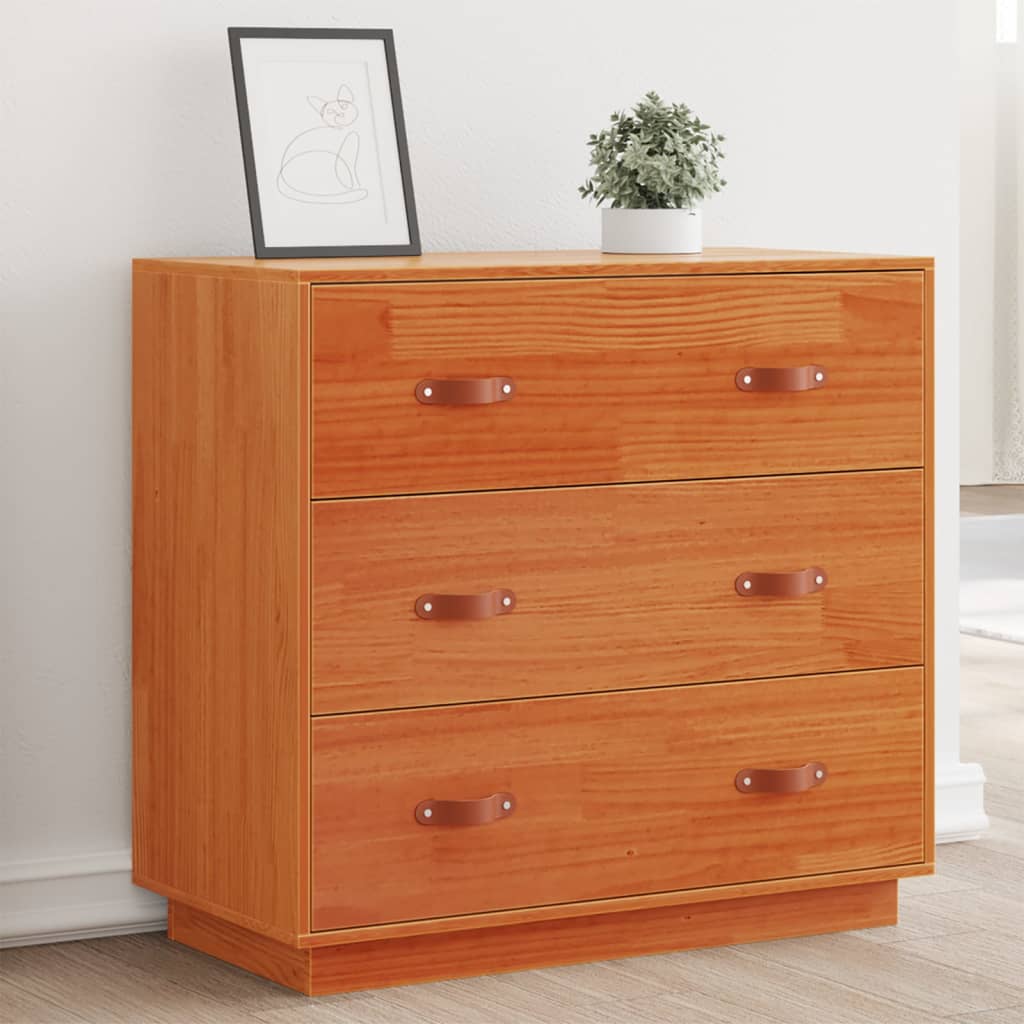 Wax Brown Sideboard 80x40x75 cm in Solid Pine Wood