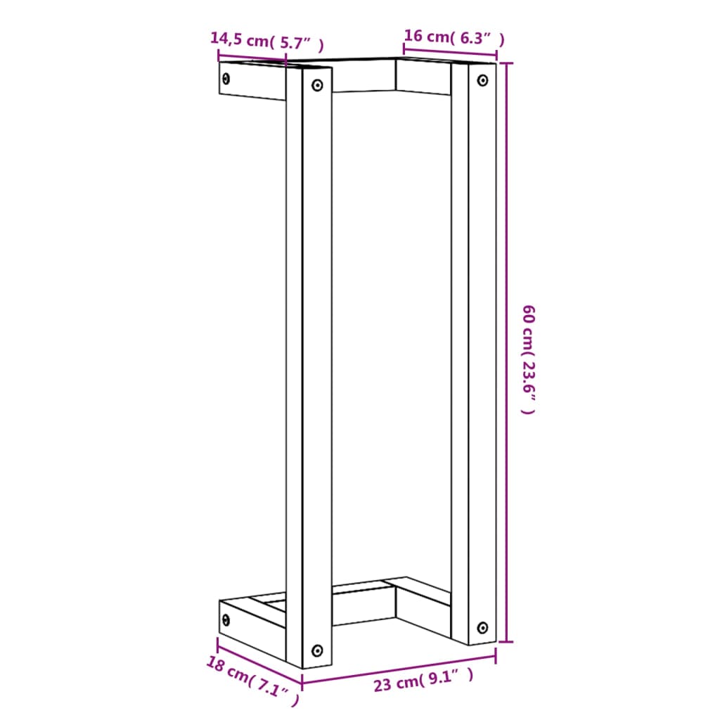 Portasciugamani Marrone Cera 23x18x60 cm Legno Massello di Pino