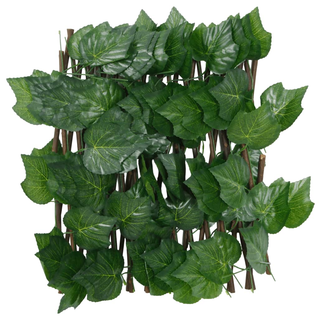 Green Expandable Artificial Vine Leaves Trellis 180x20 cm