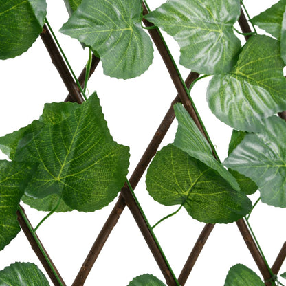 Green Expandable Artificial Vine Leaves Trellis 180x20 cm