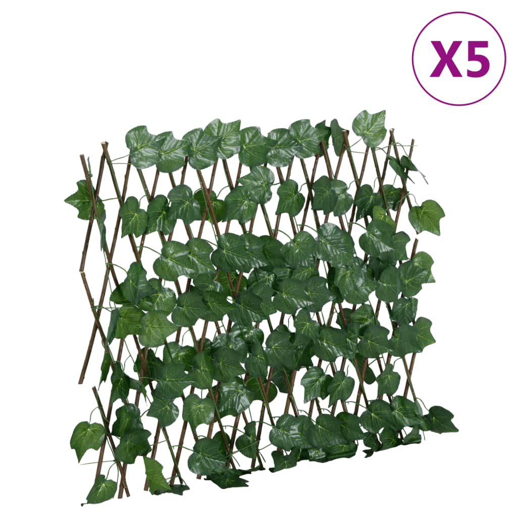 Expandable Artificial Vine Leaves Trellis Green 5pcs 190x60