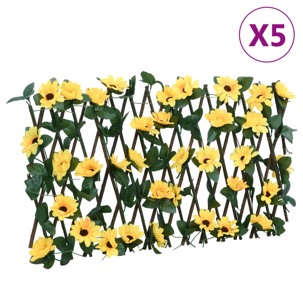 Expandable Artificial Ivy Trellis 5pcs Yellow 180x20 cm